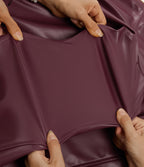 Mock Neck Sleeveless Work Faux Leather Jacket — Vineyard Wine — view 8