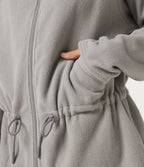 Hooded Long Sleeve Drawstring Curved Hem Fleece Casual Coat with Pockets — Gray Daze — view 8