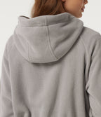 Hooded Long Sleeve Drawstring Curved Hem Fleece Casual Coat with Pockets — Gray Daze — view 6