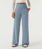 High Waisted Straight Leg Color Block Quick Dry Dance Trousers with Pockets-UPF40+ — Mountain Spring — view 3
