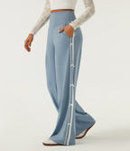 High Waisted Straight Leg Color Block Quick Dry Dance Trousers with Pockets-UPF40+ — Mountain Spring — view 1