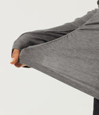 High Stretch Ribbed Knit One Shoulder Long Sleeve Built-in Bra Ruched Casual Top — Fog Gray — view 8