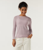 Round Neck 9/10 Sleeve Wool Casual Top — Violet Ice — view 4