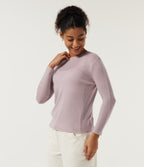 Round Neck 9/10 Sleeve Wool Casual Top — Violet Ice — view 3
