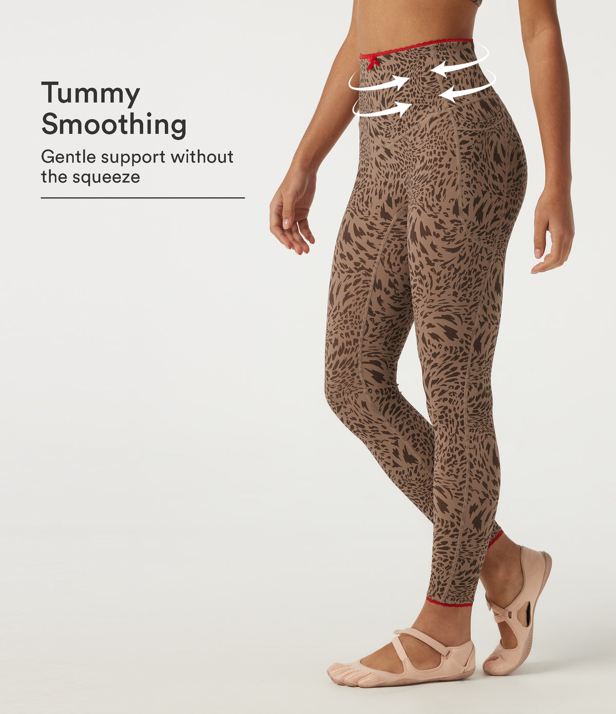 Leopard Print High Waisted Tummy Control Skinny Contrast Lace InstantCool Yoga Legging with Pockets — Flow Leopard — view 1