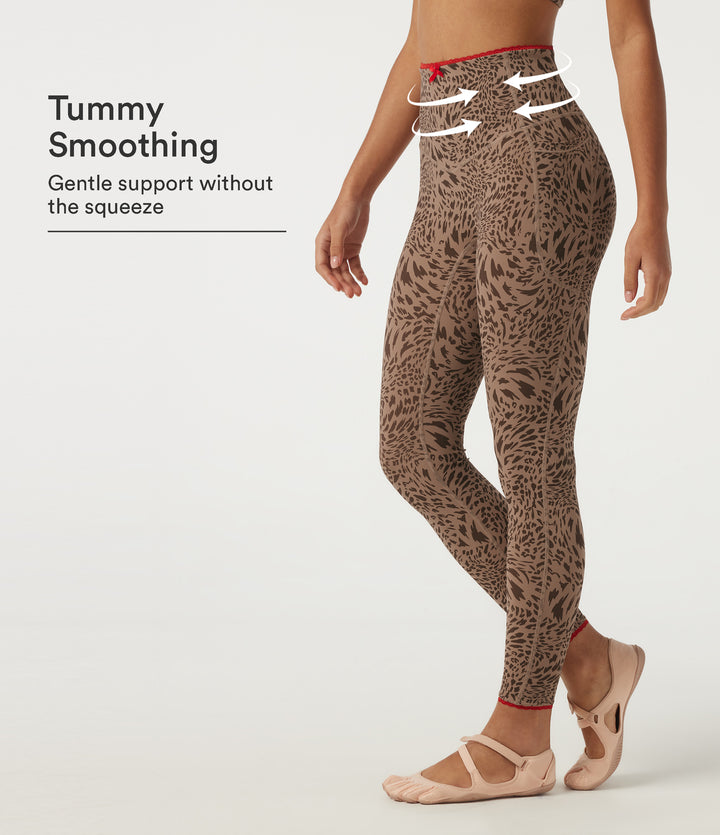 Leopard Print High Waisted Tummy Control Skinny Contrast Lace InstantCool Yoga Legging with Pockets — Flow Leopard — view 1