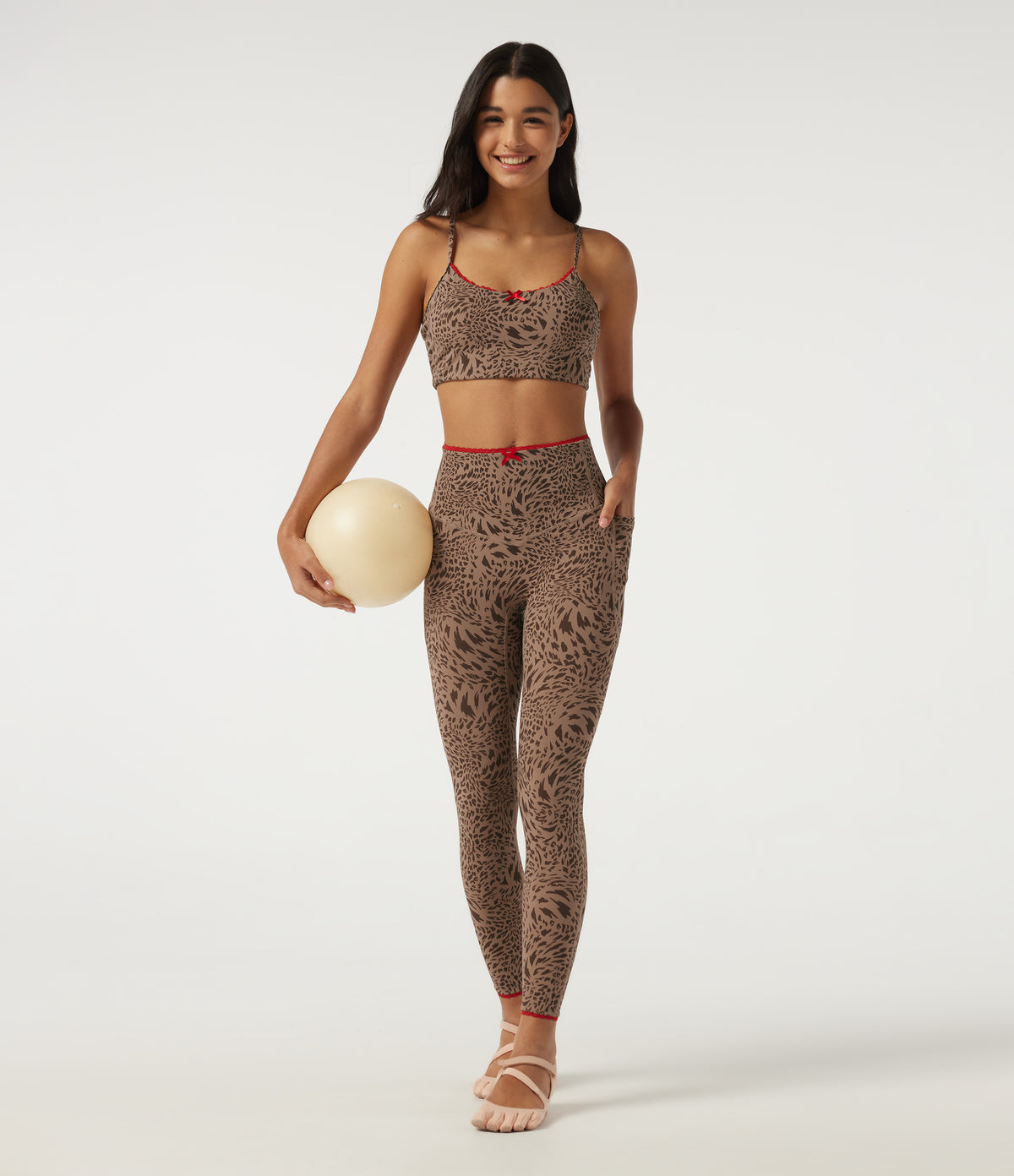 Leopard Print High Waisted Tummy Control Skinny Contrast Lace InstantCool Yoga Legging with Pockets — Flow Leopard — view 8