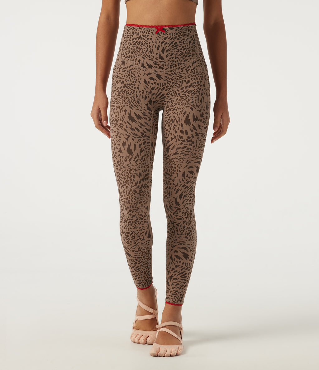 Leopard Print High Waisted Tummy Control Skinny Contrast Lace InstantCool Yoga Legging with Pockets — Flow Leopard — view 3