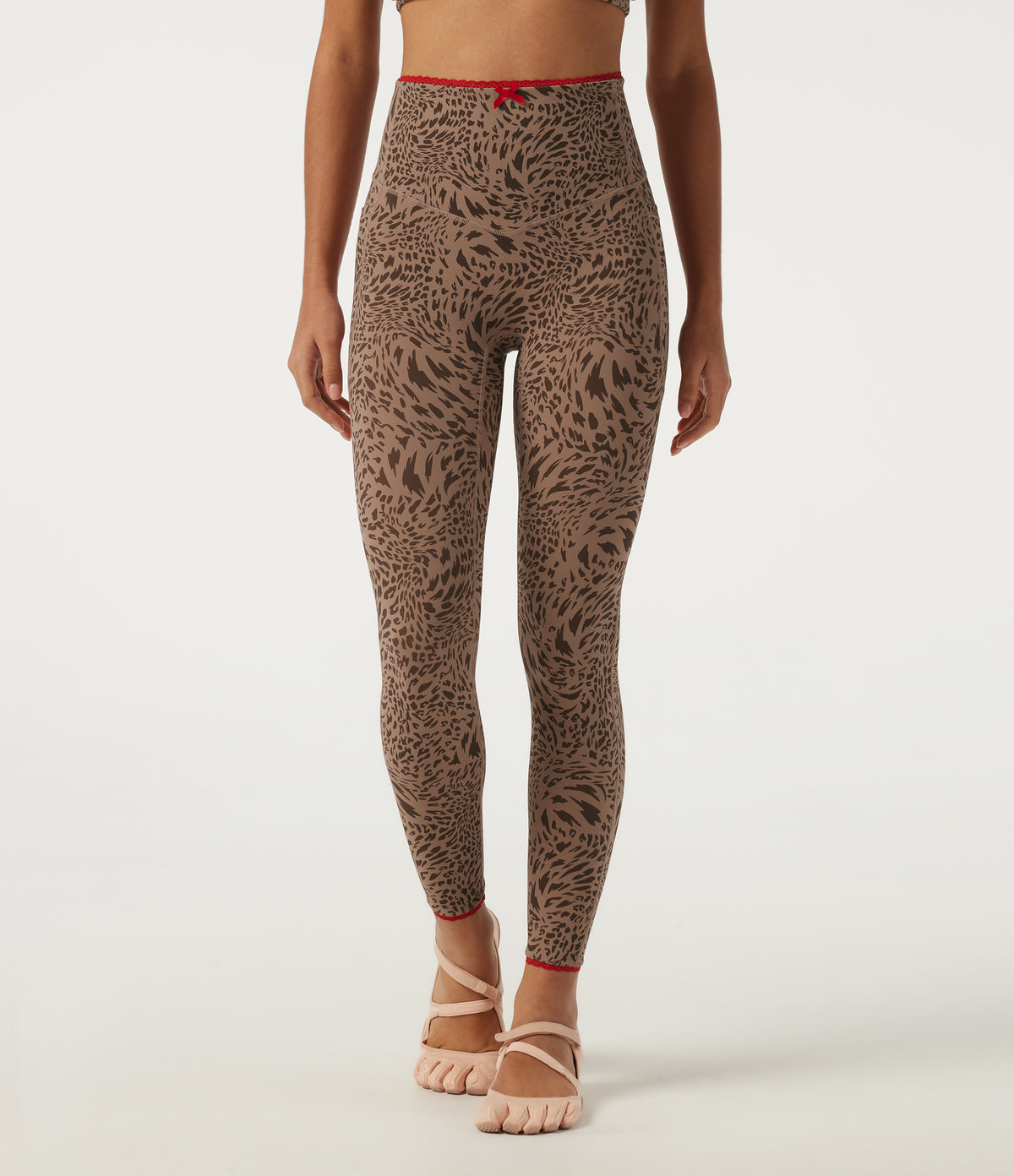 Leopard Print High Waisted Tummy Control Skinny Contrast Lace InstantCool Yoga Legging with Pockets — Flow Leopard — view 3