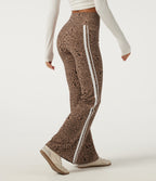 Leopard Print High Waisted Tummy Control Side Stripe Bootcut Yoga Leggings with Pockets — Flow Leopard — view 2