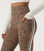 Leopard Print High Waisted Tummy Control Side Stripe Bootcut Yoga Leggings with Pockets — Flow Leopard — view 4