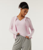InstantCool U Neck Built-in Bra Contrast Lace Slim Lounge Tank Top — Parfait Pink — view 4