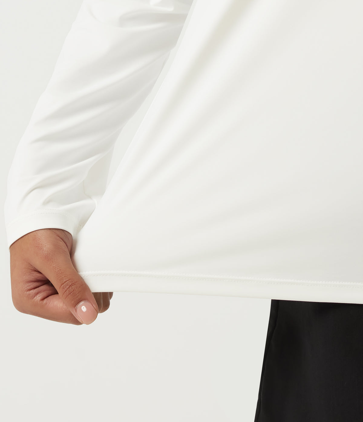 InstantCool Quick Dry Round Neck Relaxed Long Sleeve Boxy Casual Top — White — view 6