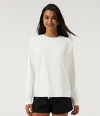 InstantCool Quick Dry Round Neck Relaxed Long Sleeve Boxy Casual Top — White — view 4