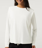InstantCool Quick Dry Round Neck Relaxed Long Sleeve Boxy Casual Top — White — view 7
