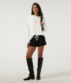 InstantCool Quick Dry Round Neck Relaxed Long Sleeve Boxy Casual Top — White — view 8