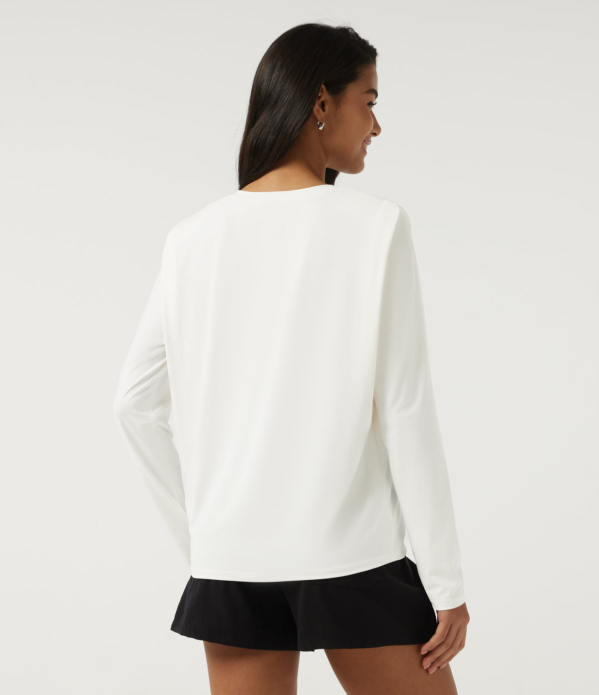 InstantCool Quick Dry Round Neck Relaxed Long Sleeve Boxy Casual Top — White — view 2