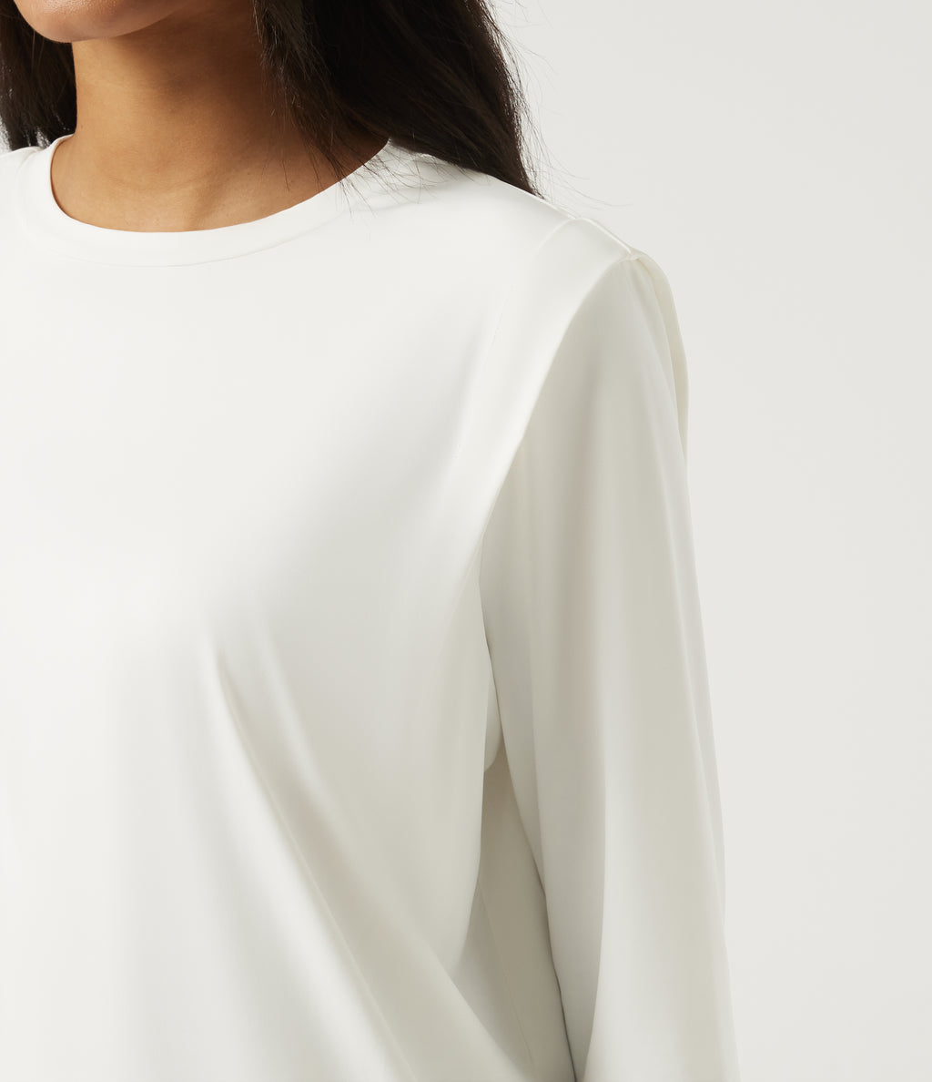 InstantCool Quick Dry Round Neck Relaxed Long Sleeve Boxy Casual Top — White — view 5