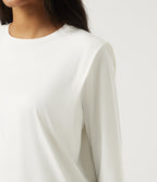 InstantCool Quick Dry Round Neck Relaxed Long Sleeve Boxy Casual Top — White — view 5
