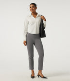 High Waisted Tapered Wrinkle Recovery Work Trousers with Pockets — Silent Storm — view 4
