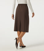 High Waisted Work Midi Blazer Skirt with Pockets — Chestnut — view 2
