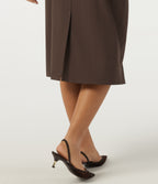 High Waisted Work Midi Blazer Skirt with Pockets — Chestnut — view 6