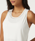 Round Neck Contrast Mesh Backless Curved Hem Quick Dry Running Tank Top — White — view 6