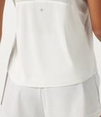 Round Neck Contrast Mesh Backless Curved Hem Quick Dry Running Tank Top — White — view 7