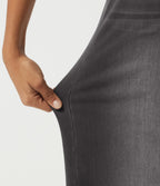 Denim High Waisted Tummy Control Drawstring Wide Leg Patterned Casual Jeans with Pockets — Poppy Seed Denim — view 7