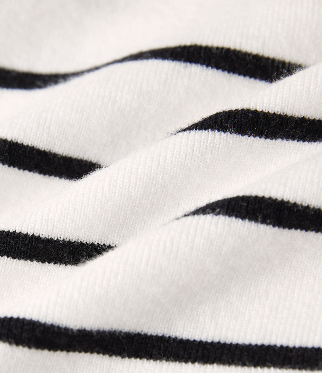 Round Neck Sleeveless Stripe Work Jumper — White Black Horizontal Stripe — view 7