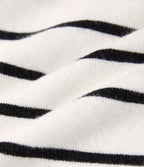 Round Neck Sleeveless Stripe Work Jumper — White Black Horizontal Stripe — view 7