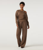 SpacerTek Low Rise Drawstring Straight Leg Casual Sweatpants with Pockets — Cocoa Brown — view 5