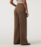 SpacerTek Low Rise Drawstring Straight Leg Casual Sweatpants with Pockets — Cocoa Brown — view 2