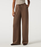 SpacerTek Low Rise Drawstring Straight Leg Casual Sweatpants with Pockets — Cocoa Brown — view 1