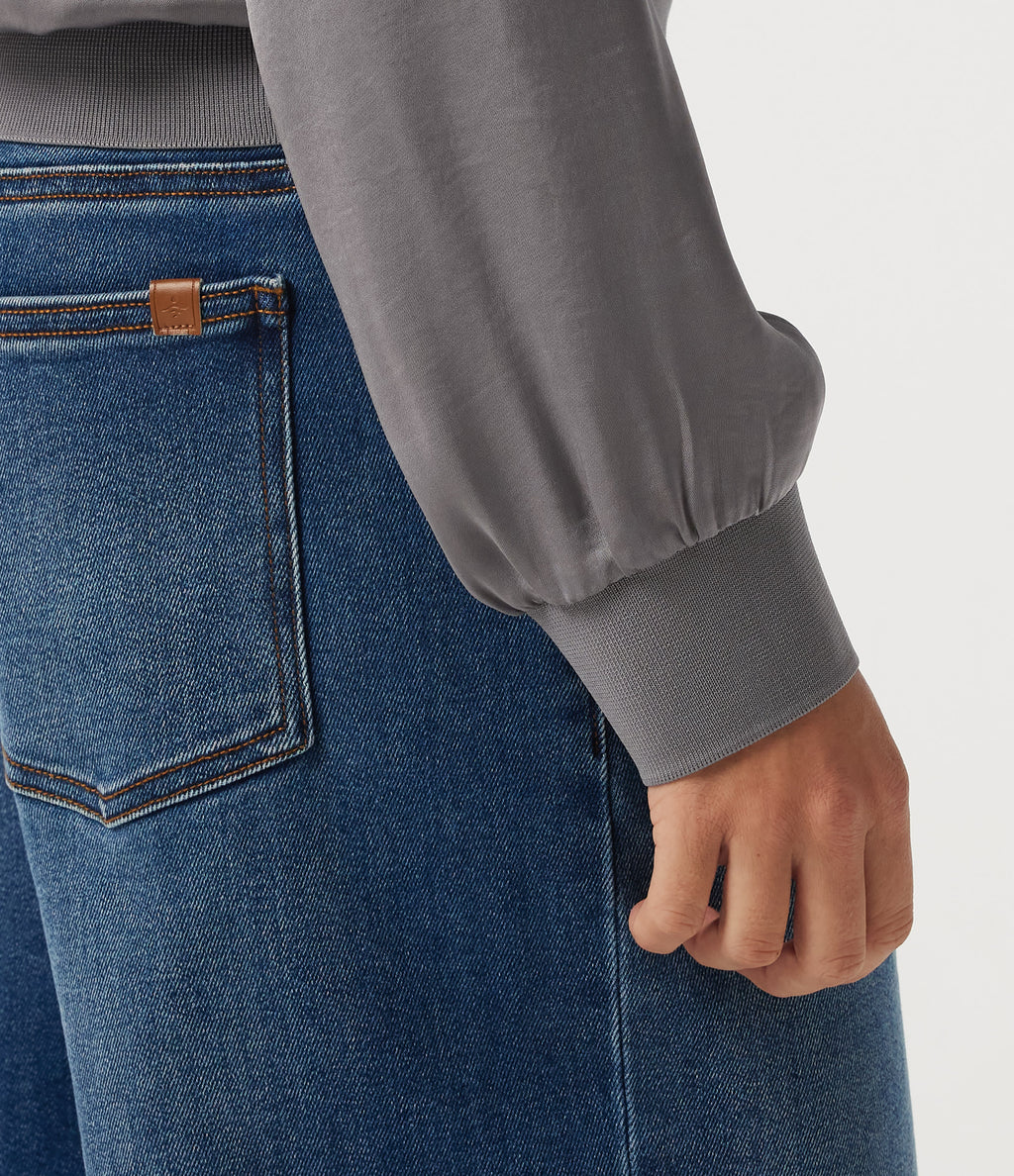 Round Neck Long Sleeve Casual Blouse — Grey — view 7