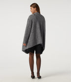 Waterfall Drop Shoulder Long Sleeve Relaxed Longline Work Sweater Cardigan — Grey — view 3