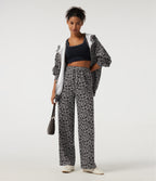 High Waisted Drawstring Straight Leg Leopard Print Casual Sweatpants with Pockets — Silver Leopard Print — view 4