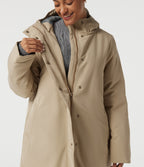 Hooded Long Sleeve Open Front Loneline Casual Down Jacket with Pockets — Khaki — view 6