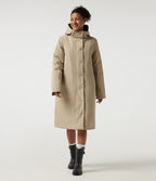 Hooded Long Sleeve Open Front Loneline Casual Down Jacket with Pockets — Khaki — view 4