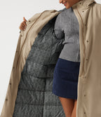 Hooded Long Sleeve Open Front Loneline Casual Down Jacket with Pockets — Khaki — view 5