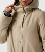 Hooded Long Sleeve Open Front Loneline Casual Down Jacket with Pockets — Khaki — view 8