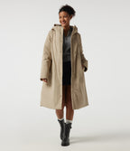 Hooded Long Sleeve Open Front Loneline Casual Down Jacket with Pockets — Khaki — view 3