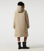 Hooded Long Sleeve Open Front Loneline Casual Down Jacket with Pockets — Khaki — view 2