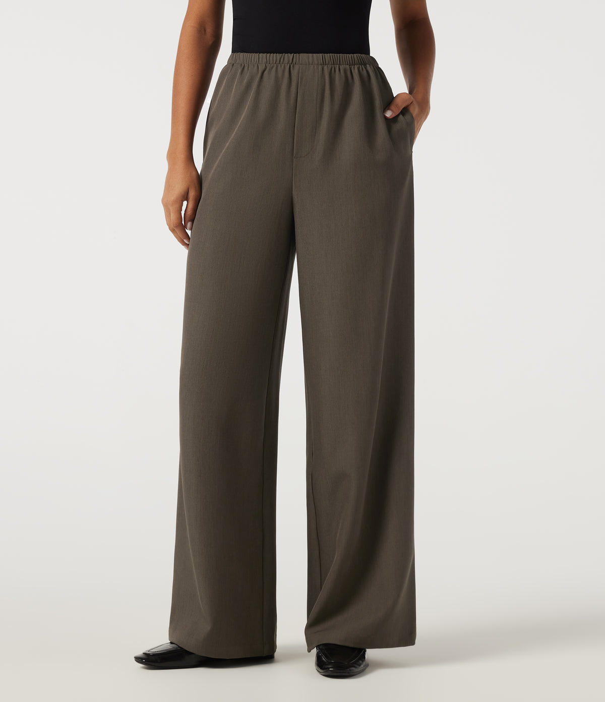 Mid Rise Straight Leg Work Trousers with Pockets — Winter Twig — view 2