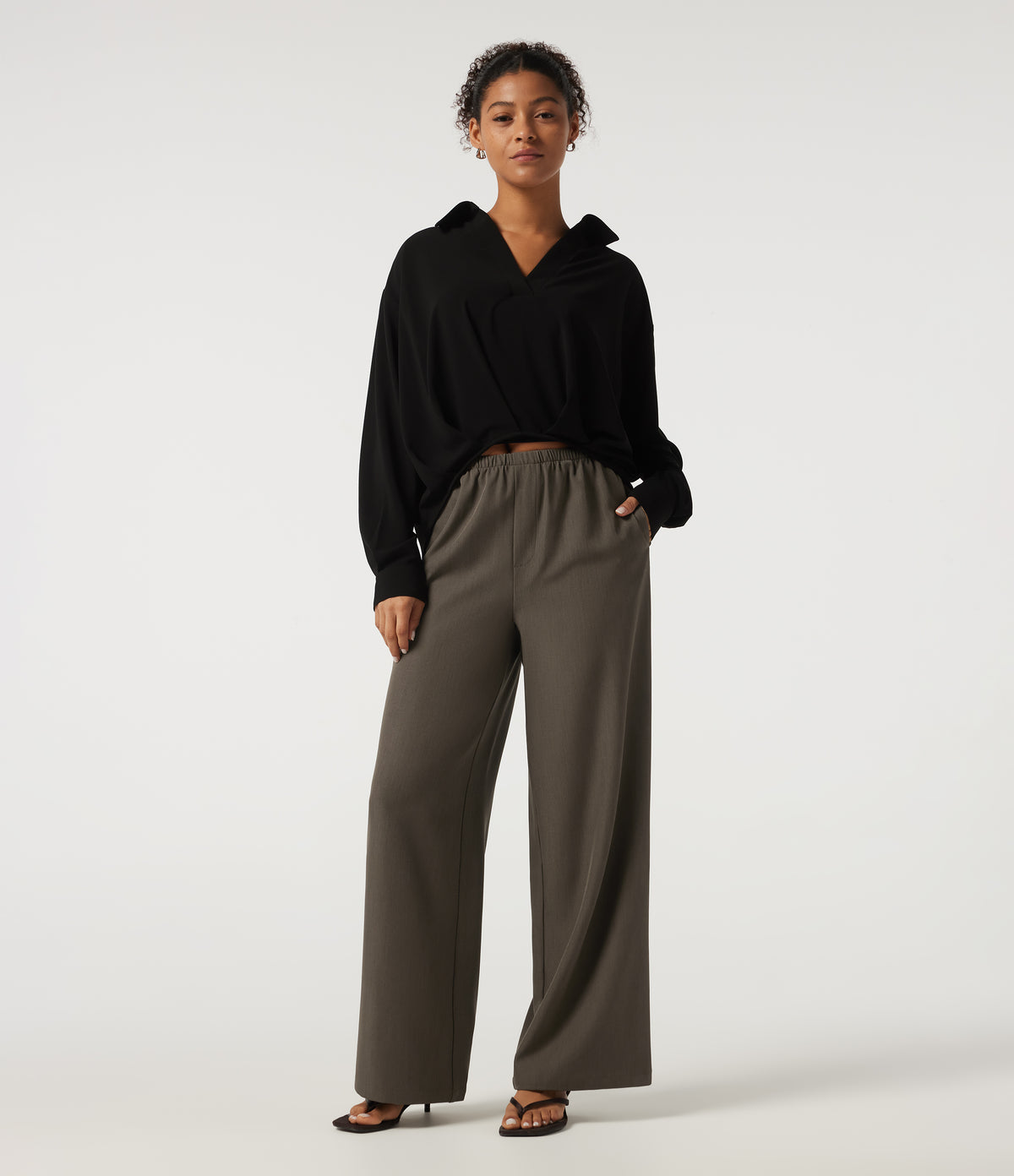 Mid Rise Straight Leg Work Trousers with Pockets — Winter Twig — view 4