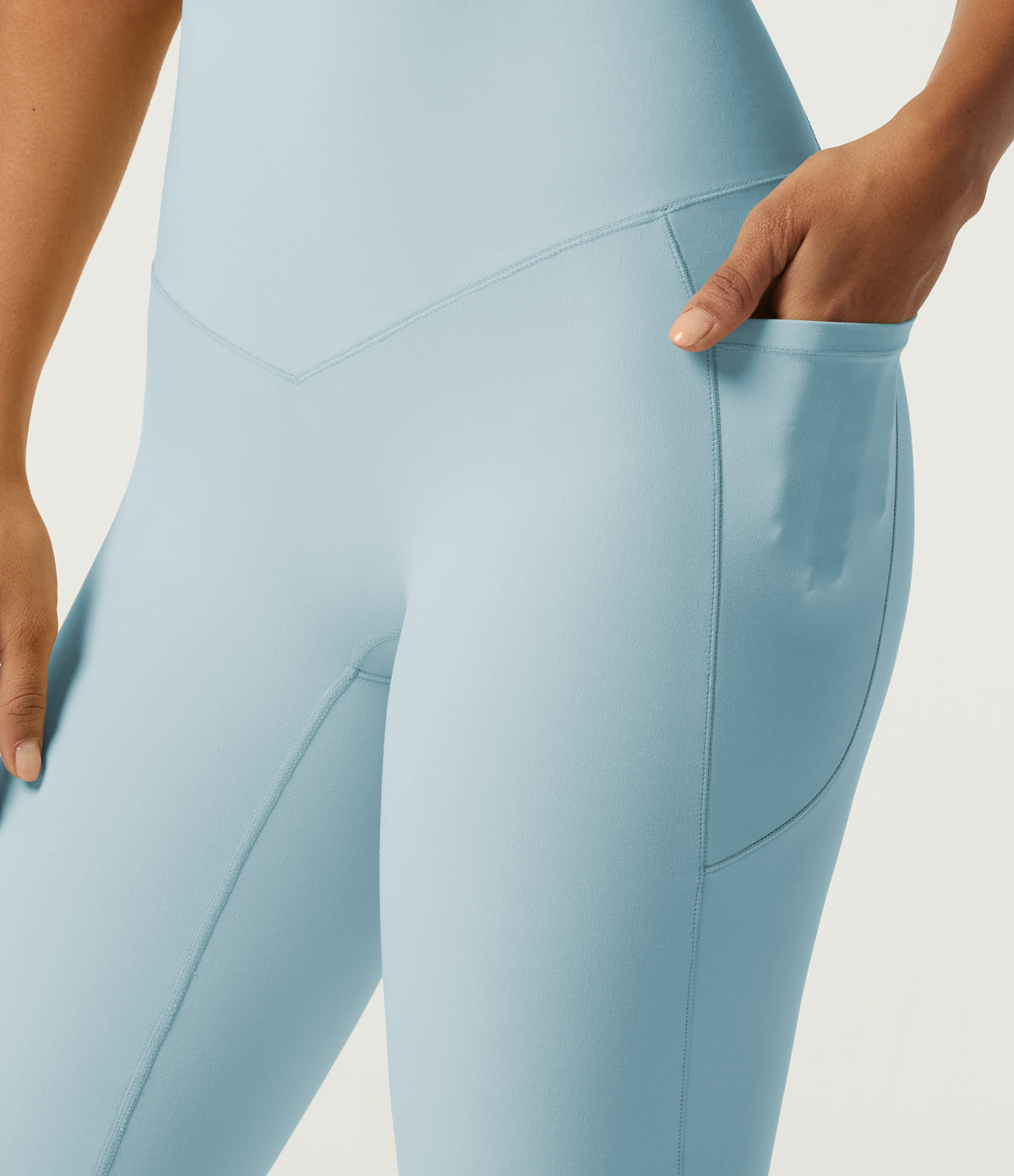 High Waisted Tummy Control Dance Joggers with Pockets — Baby Blue — view 6