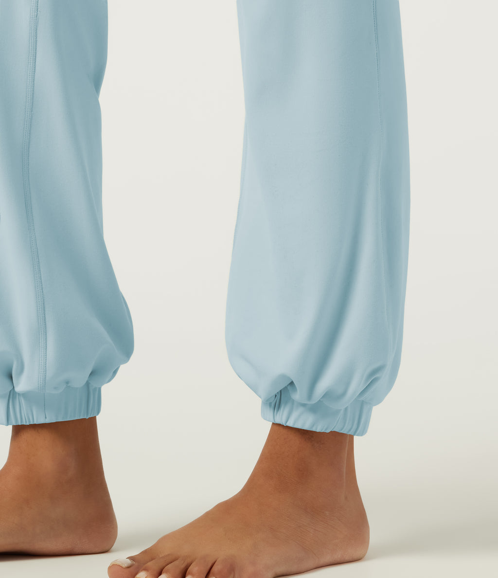High Waisted Tummy Control Dance Joggers with Pockets — Baby Blue — view 7