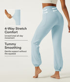 High Waisted Tummy Control Dance Joggers with Pockets — Baby Blue — view 1