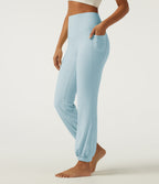 High Waisted Tummy Control Dance Joggers with Pockets — Baby Blue — view 3
