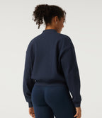 Stand Collar Long Sleeve Waffle Casual Jacket with Pockets — Midnight Blue — view 2